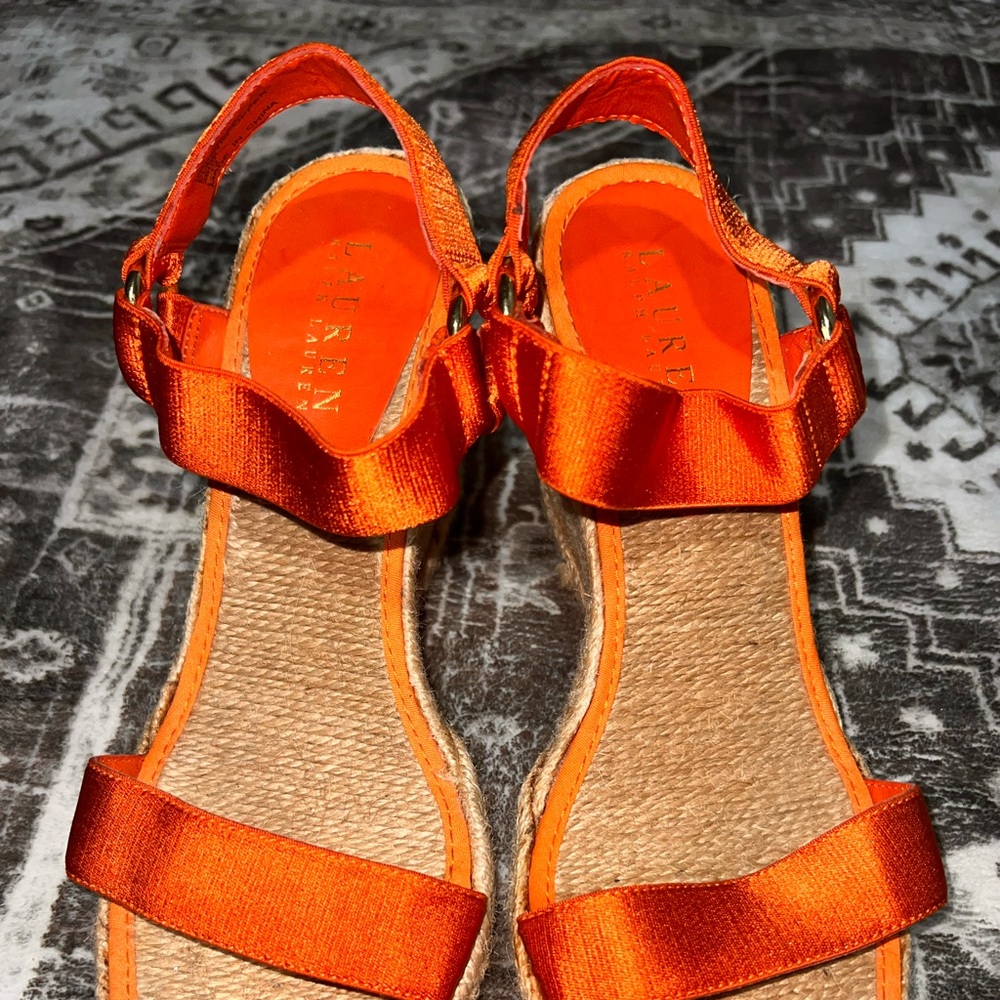 Ralph Lauren Orange Satin Espadrilles